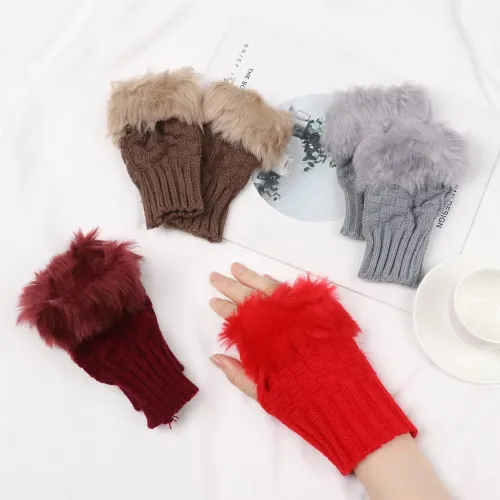 1 Pair Fashion Women Fingerless Winter Gloves 